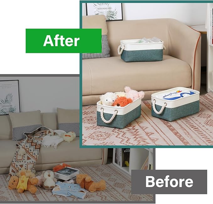 Bidtakay Small Storage Baskets for Shelves 3 Pack Fabric Storage Bins for Organizing Linen Collapsible Organizer for Closet-D