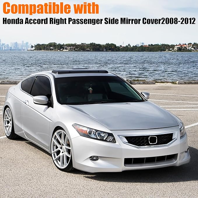 Yumzeco Compatible with Honda Accord Side Mirror Cover Trim 8th Gen 2008 2009 2010 2011 2012, Silver Door Rearview Mirror Caps Replacement for Honda Accord W/O Light Hole - Right Passenger Side