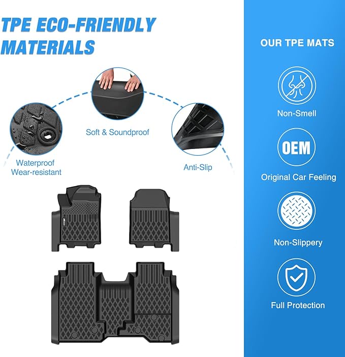 Nilight TPE Floor Mats for Chevy Chevrolet Silverado EV WT Only 2024 2025 2026 All Weather Custom Fit Heavy Duty Floor Liners