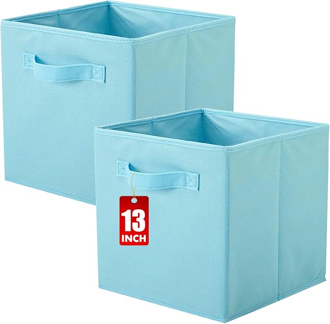 ShellKingdom Foldable Fabric Storage Cubes And Cloth Organizer Drawer For Closet And Toys, 13 X 13 X 13 INCH, 2 Pack (Light B