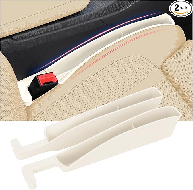 Car Seat Gap Filler, Seat Gap Organizer with Phone Holder, Car Seat Accessories, Car Organizer Fit SUV Truck-2PCS White
