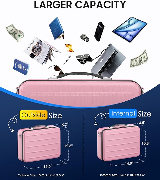 Fireproof Document Box with Lock, Hard-Shell Fireproof Safe for Home Documents, Portable Travel Fire Proof File Box for Passp