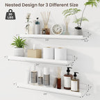 Axeman Picture Ledge Shelf | 24 Inch White Floating Shelves Set of 3 | Rustic Wood Wall Shelves with Lip | 24" White Picture 