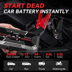 Car Battery Jump Starter Portable, 2000A Jump Starter Battery Pack for 8.0L Gasoline and 6.0L Diesel Engines, 12V Jump Box