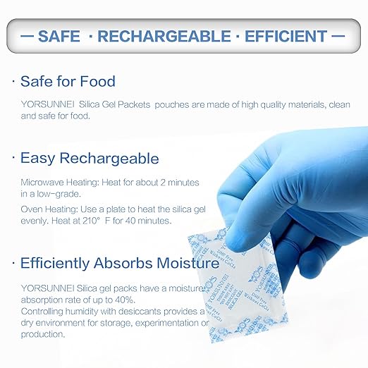 Silica Gel Silica Gel Packets, 5 Gram 200Pcs Desiccants Silica Gel Packs Moisture Absorbers, Desiccant Packets for Storage