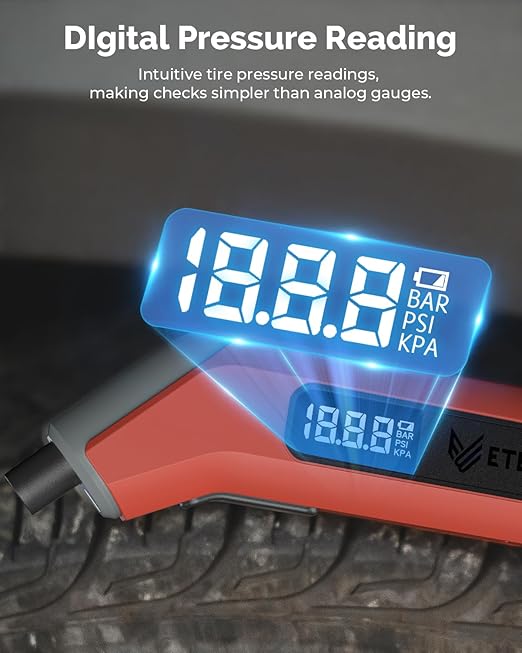 ETENWOLF Digital Tire Pressure Gauge 2 Pack, Industrial Tire Gauge 3-200 PSI, Calibrated to ANSI B40.7 Grade 2A(Plus-Minus 0.5%), Air Pressure Gauge with Replaceable AAA Batteries (Dark Cyan)