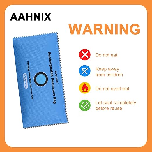 Silica Gel Desiccant Packets, Indicating Rechargeable Desiccant Packs for Storage, 100g×2pcs Moisture Absorbers for car Gun