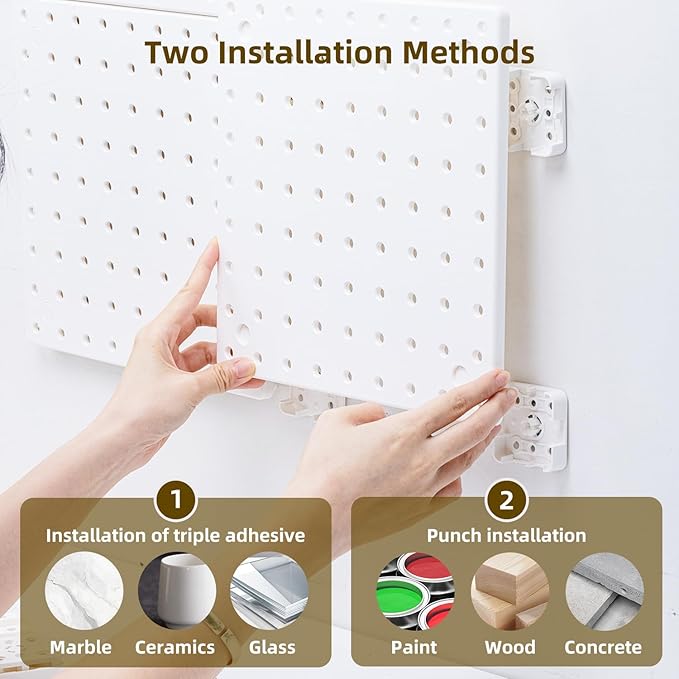 VUSIGN Peg Board Combination Kit, 22"x22" Pegboards and Accessories for Wall Organization with Two Installation Modes, Pegboa