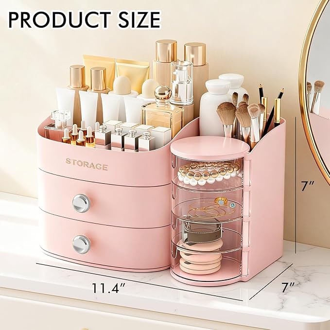 Makeup Organizer Countertop with Drawers, Make up Organizers for Vanity, Skincare Jewelry Earring Organizers, Cosmetic Displa
