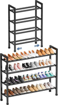 Mavivegue Expandable Shoe Rack, 4-Tier 19"-43.3" Adjustable Shoe Rack for Closet,Hall Entryway,Front Door,Garage, Sturdy Stee