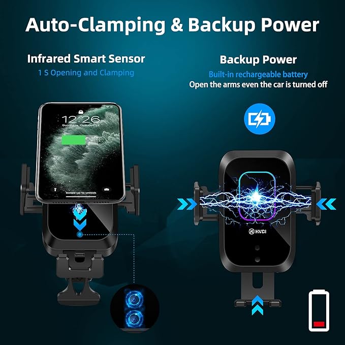 Wireless Car Charger CD Slot Phone Mount, Auto-Clamping 15W Qi Fast Charging Infrared Smart Sensor Air Vent Cell Phone Holder,Compatible with iPhone 13 Pro Max 12 11 X 8,Samsung S21 S20 S10 S9