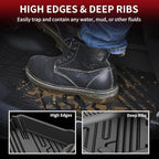 LASFIT Floor Mats for Ford Edge 2015-2024 SE/SEL/SEL Plus/Sport/ST/ST-Line/Titanium, Custom Fit TPE Car Floor Liners, 1st & 2nd Row All Weather Protector, 3pcs Black