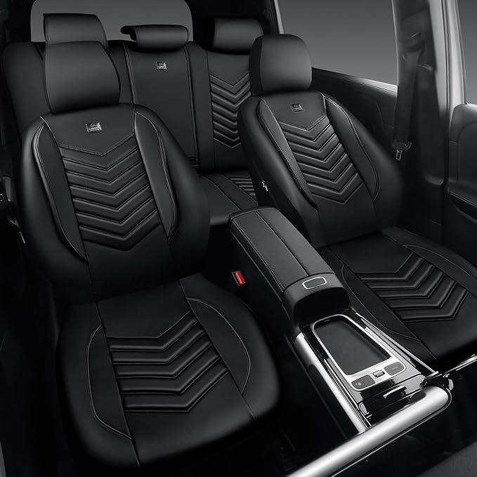 CAR PASS 3D Foam Faux Leather Car Seat Covers Full Set,Waterproof Leather Seat Cover for Cars,Luxury Universal Fit for SUV Tr