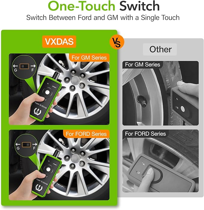 VXDAS 2IN1 TPMS Relearn Tool Super GL50448 for GM and Ford with Model Switch Button,Tire Pressure Sensor Monitor Reset Activation for Buick/Cadillac/Chevrolet/GMC/Lincoln 2025 Edition(Green)
