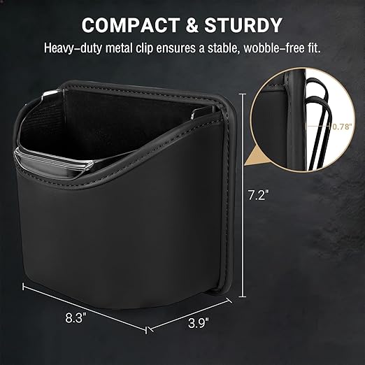 Car Trash Can with Removable Leakproof Liner – Clip On Trash Bin for Seat Back, Door Pocket & Headrest – Sturdy PU Leather Garbage Can Organizer for SUV, Truck & Sedan