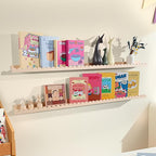 NEXHOME PRO Nursery Book Shelves, 2-Pack Solid Pine Wood Floating Shelves for Wall Kids, Wall Mounted Shelves for Bedroom/Liv