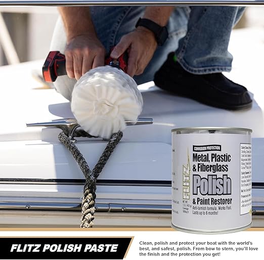 Flitz Metal Polish Paste - 1lb Can of USA-Made Polish for Solid Chrome, Stainless Steel, Aluminum- Non-Abrasive for Light Oxidation - Requires Manual Buffing - Not for Plated/Coated Surfaces (1 Pack)