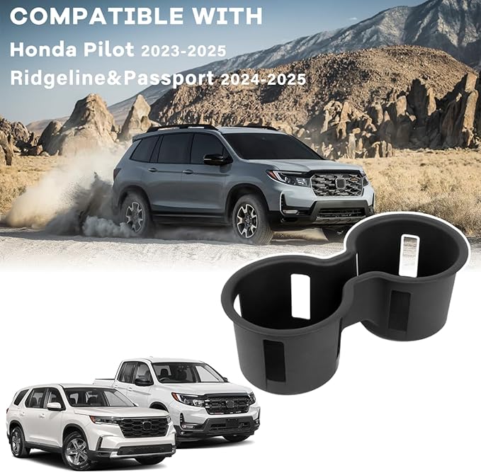 Cup Holder Insert Compatible with 2023-2025 Honda Pilot, 2024-2025 Ridgeline&Passport, Center Console Cup Holder Oversized Ar