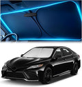 Windshield Sun Shade for Toyota Camry 2018-2024 LE/XLE/SE/XSE/Hybrid – Custom Fit Sun Shield with Mirror Cut‑Out, Blocks Heat & UV, Foldable with Storage Pouch - Toyota Camry Windshield Sunshade