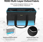 BALEINE Extra Large Utility Tote Bag with Reinforced Wire Frame, Reusable Grocery Bag for Shopping, Picnic (Black, 22''x12''x10'')