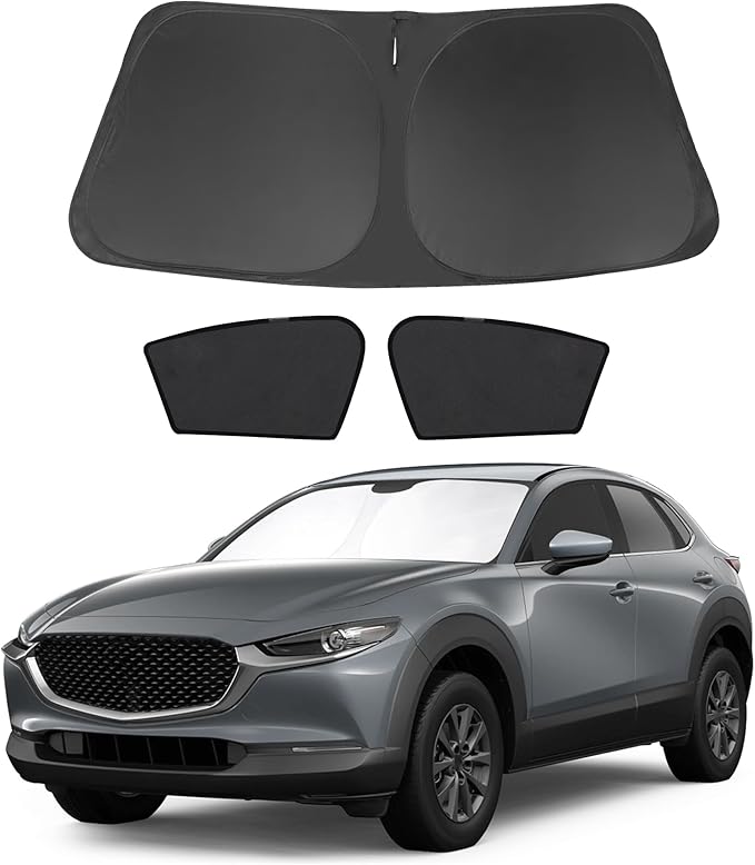 3PCS Car Window Shades Front Windshield Sun Shade Foldable Window Shade Custom Fit for Mazda CX-30 2020-2024 Accessories Car Shades for Front Windows Anti-UV Rays Block Heat
