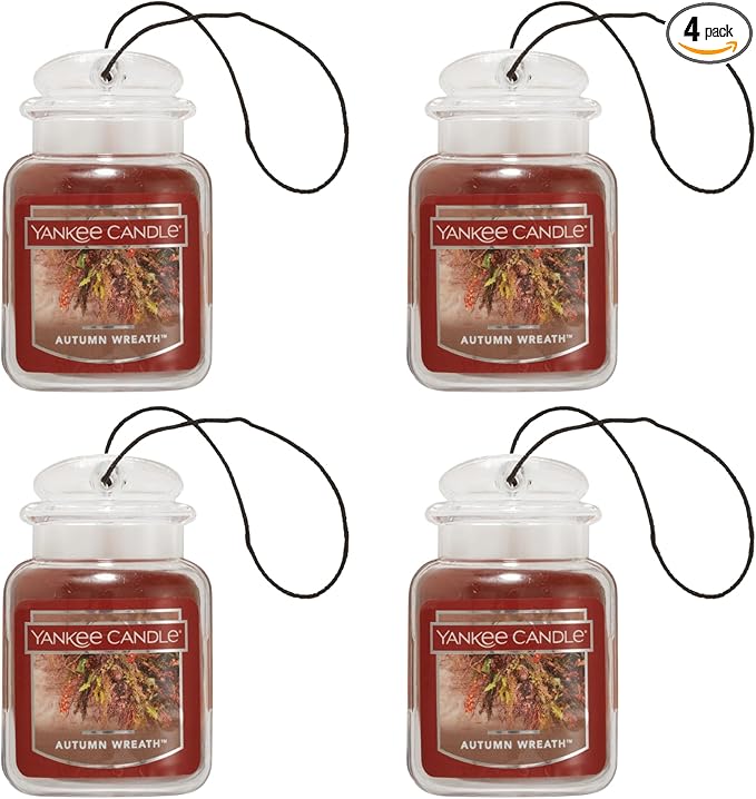 Yankee Candle Car Jar Ultimate, Autumn Wreath, 0.96 OZ (Pack of 4)