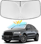 for Audi Q3 2019-2025 2026 Windshield Sun Shade - 4 Layers Car Sunshades for Front Windows Shade Cover Custom Fit Q3 Sun Visor 250T Retractable Shade Blocks UV Rays Car Accessories