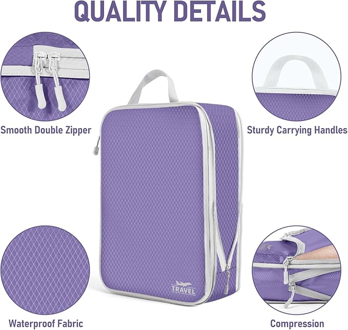 6 Set Compression Packing Cubes, Suitcase Organizer, Lightweight Travel Essentials, Compression Bags For Travel Accessories L