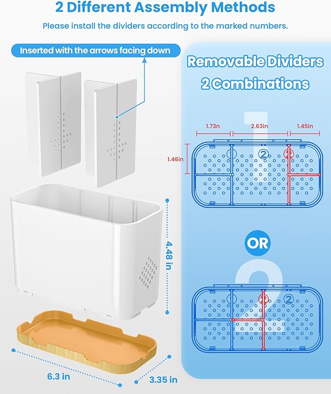 Toothbrush and Toothpaste Holders for Bathrooms Countertop - Detachable 5 Slots Kids Electric Toothbrush Holders Set Wall Mou