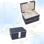 KOOAAICCHI Small Jewelry Box, Travel Jewelry Organizer, Portable Jewelry boxes for Women Girls Gift, Double Layers PU Leather