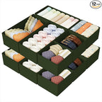 DIMJ Drawer Organizers Clothes, Set of 12 Dresser Organizer Bins, Fabric Closet Organizers and Storage, Shallow Drawer Divide