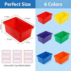 Nicunom 6 Pack Cubby Bin Storage Bins, Multi-Purpose Plastic Storage Bins Stackable Organizer Storage Cubbies for Home, Nurse