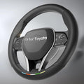 Wigoo Car Steering Wheel Cover Compatible with Toyota [Ergonomic Design, Ultra Breathable] Black Leather Wheel Cover for Better Control, Car Accessory for Women and Men, 14.5''-15''