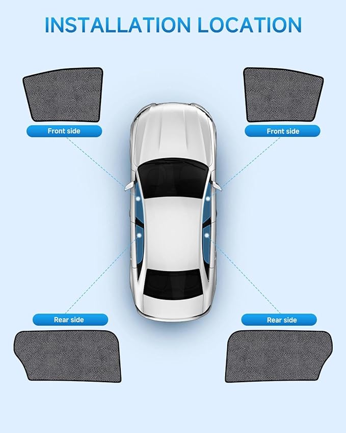 Car Window Shades for Toyota Sienna(2020-2024), 4-Pack Rear Window Sun Shades for Baby – Breathable Mesh, UV & Heat Blocker, Privacy Protection for Camping, Travel, Sleep & Nursing