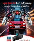 IIWEY N6 360° Dash Cam 4 Channel, 5.8G WiFi-6 (up to 20MB/s) with App, Free 128GB Card, FHD Front & Rear Inside Dash Cam for 