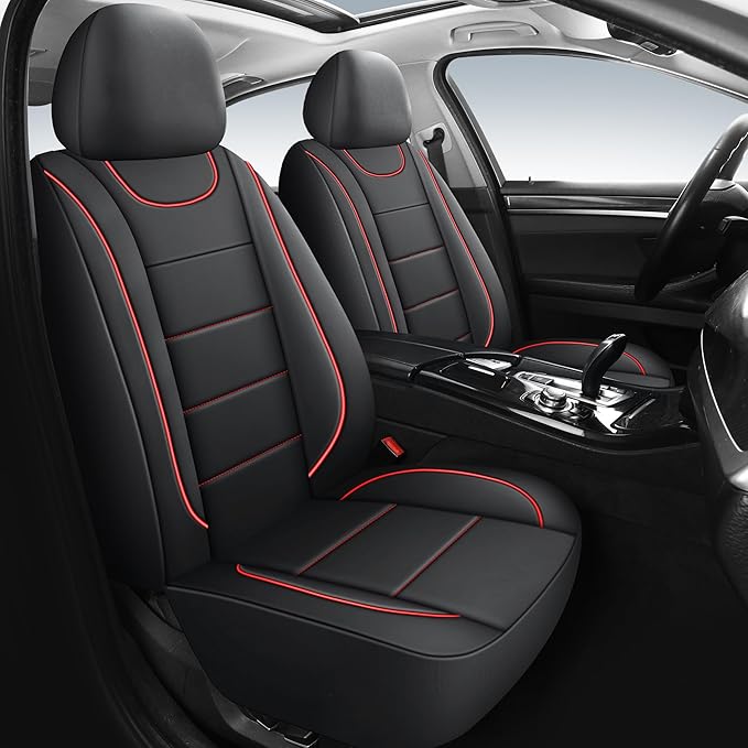 Car Seat Covers, Quilting Leather Seat Cover Two Front Seats, Waterproof Faux Leather Automotive Seat Covers for Cars, Univer