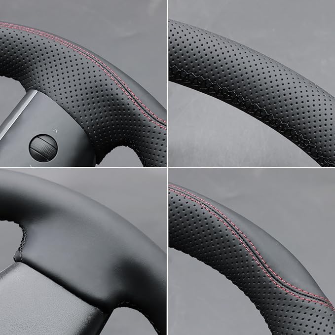 MEWANT Hand Stitched Steering Wheel Cover for Tesla Model 3 2017-2023 / Model Y 2020-2023 for Tesla Model 3/Y Accessories
