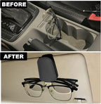 2 Pack Leather Car Visor Sunglass Holder, Magnetic Leather Glasses Eyeglass Hanger Clip for Car, Sunglass Clip Glasses Holder for Car Visor（Black）