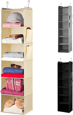 Handy Laundry Hanging Closet Organizer - 6 Shelf Storage for Clothes, Sweaters, Shoes & Accessories - Space-Saving Wardrobe S