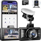 AZDOME M01 Max UHD 4K Dash Cam Front and Rear, Built-in Wi-Fi, Free 64GB Card, App Control, 4K+1080 Dash Camera for Car, Buil