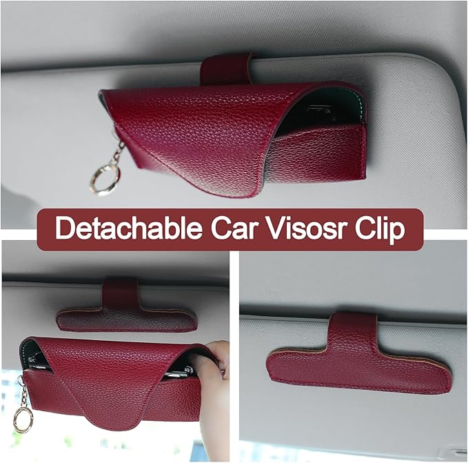 Magnetic Sunglass Holder for Car Visor, Travel Sunglasses Case with Clip for Purse, Eyeglasses Case
