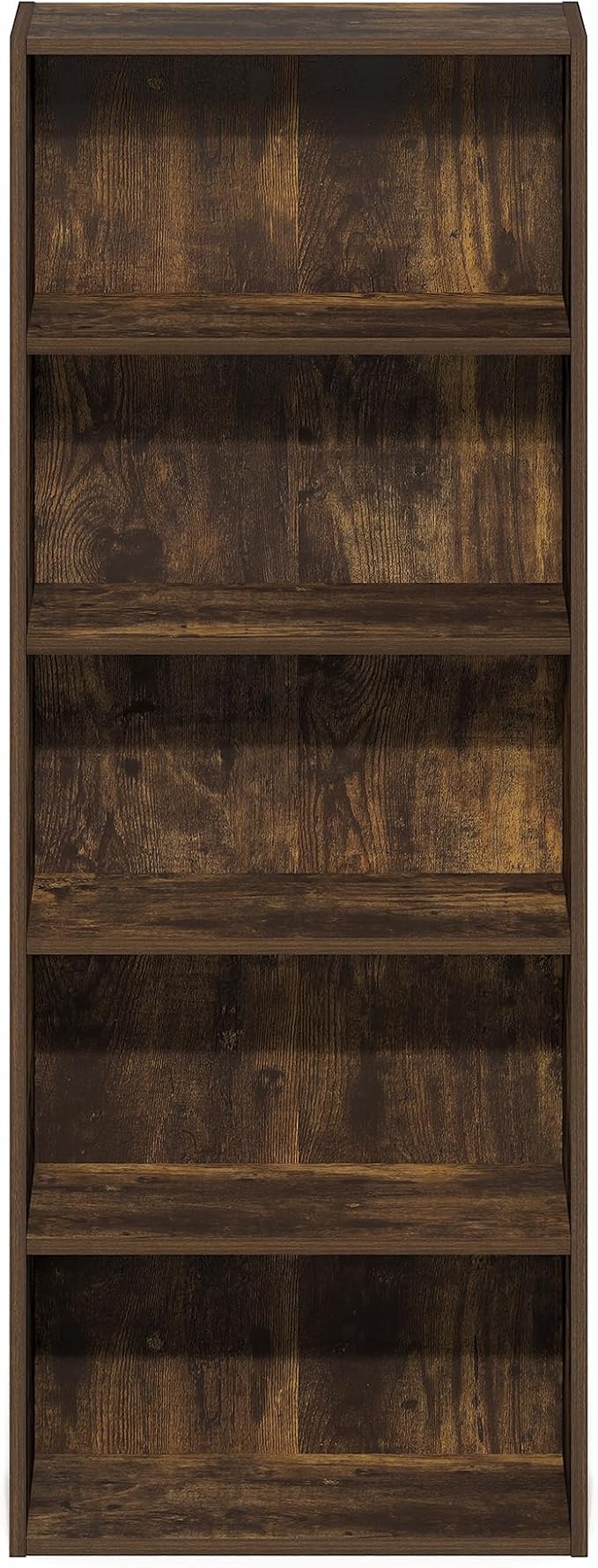 Furinno Basic Book Shelf, 5-Tier Bookshelf, Storage Organizer Bookcase with Open Shelf, 7 x 17 x 44, for Living Room, Bedroom