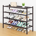 Smiry Shoe Rack, 4 Tier Long Bamboo Shoe Organizer, Stackable Free Standing Wooden Shoe Storage Shelf for Closet, Entryway, F