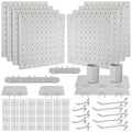 Chunful 58 Pcs Pegboard Organizer Kits Plastic Pegboard Wall Panel Mount Display Accessories Include Storage Boards Buckets a