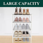 Smiry Small Bamboo Shoe Rack 4-Tier, Stackable Wooden Shoe Organizer for Entryway & Closet, Free Standing Wood Shoe Storage S