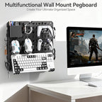 KDD Keyboard and Mouse Display Stand Holder, Wall Mount Office Organization Pegboard Combination Kit with Pen holder, Hooks, 