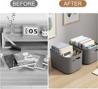 ORGIDOL 8 Pack Dark Grey Storage Bins with Lids Stackable Storage Container for Organizing, Storage Boxes with Handle for She