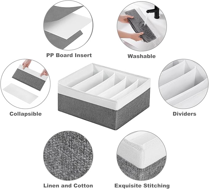 Jeans Drawer Organizers for Clothing,5 Grids Compartment Wardrobe clothes organizer,Fabric Washable Closet Organizers and Sto