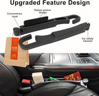 Car Seat Gap Filler Organizer 2 Pack with Hook & Emergency Window Breaker, 3-in-1 Safety Seat Gap Filler Prevents Phone Keys from Falling, Dual Storage, Includes 2 Sunglass Holders (Black)