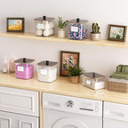 Laundry Pods Storage Container, Clear Laundry Room Organization and Storage,Detergent Powder Container,with Wooden Lids & Lab